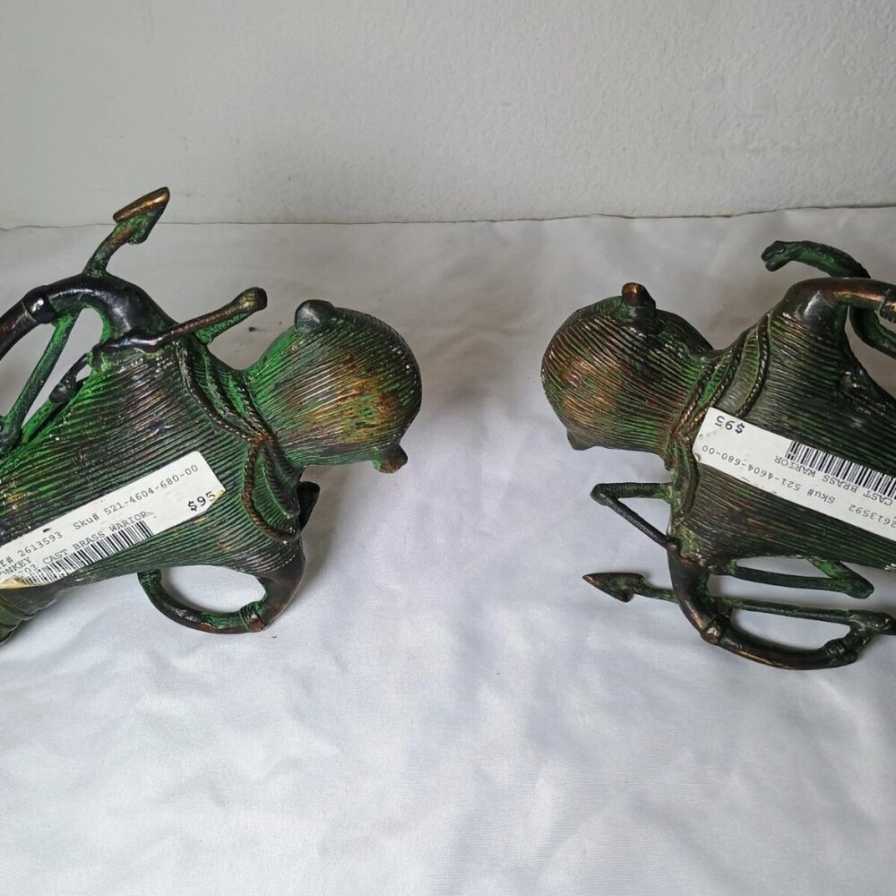 2x Cast Brass Warrior Monkeys Figurines/Statues - ROBB & STUCKEY - SHIPS FREE - Picture 6 of 8